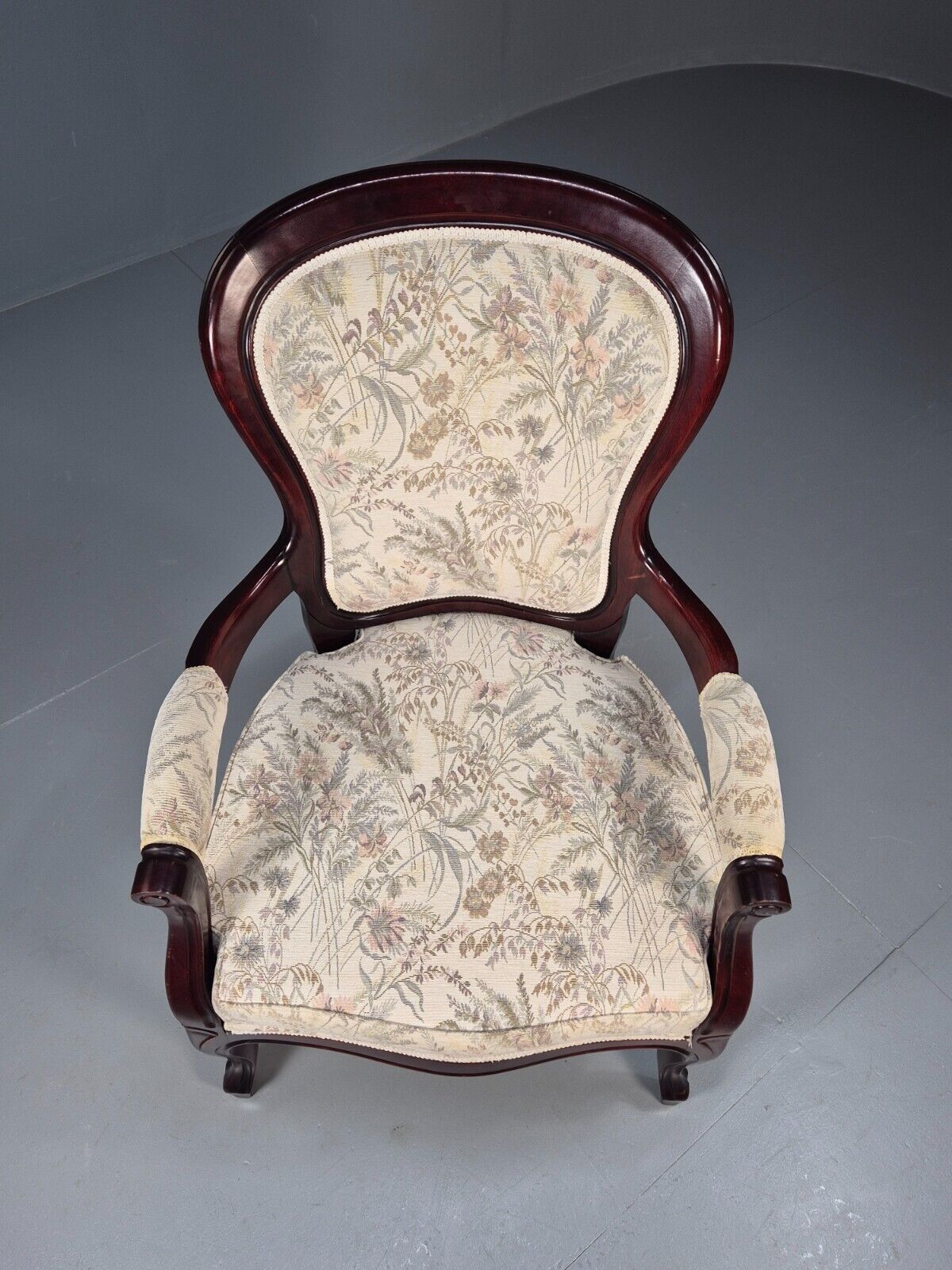 Vintrage Danish Lounge Chair Floral Cotton Antique French Style EB8927 VCLO - UKDK FURNITURE