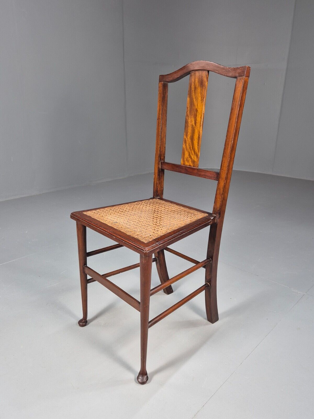 Vintage Dining Chair Rattan Mahogany Pad Feet Antique EB9150 VDIN - UKDK FURNITURE