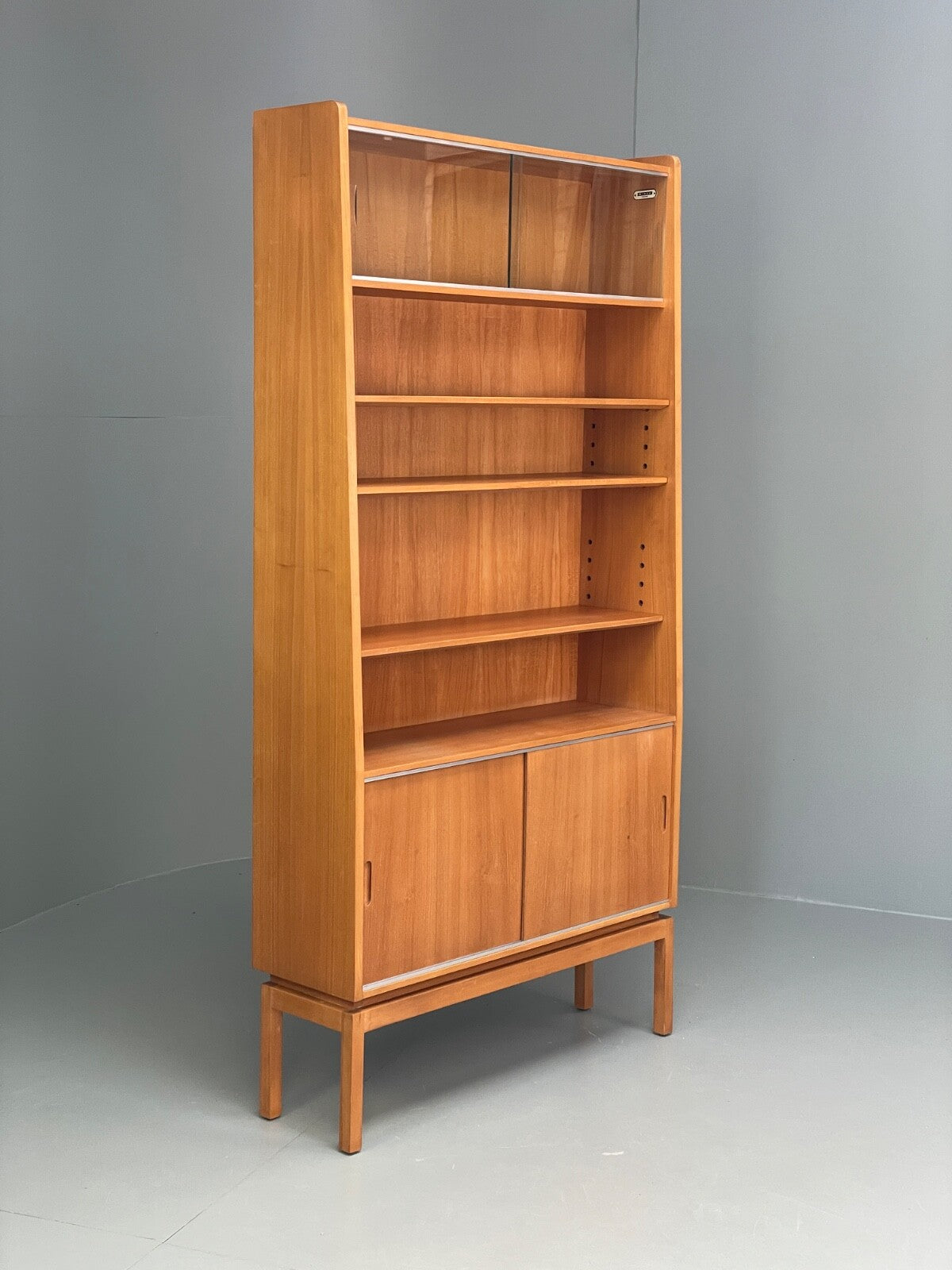 Vintage Cherry Wall Unit Bookcase By Minty Mid Century 1960s EB9722 MWOO - UKDK FURNITURE