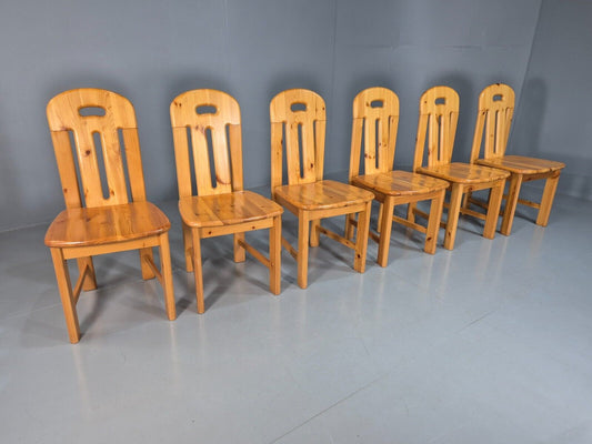 6 Vintage Italian Pine Dining Chairs Effezeta 1970s Brutalist Retro EB7929 MDIN - UKDK FURNITURE