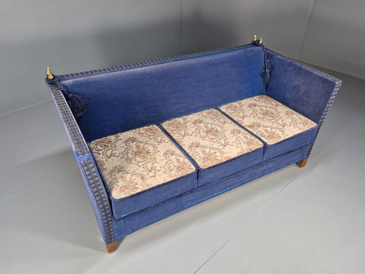 Vintage Danish Knole Style Sofa Bed Blue and Cream 1960s Retro EB8954 V2SS - UKDK FURNITURE