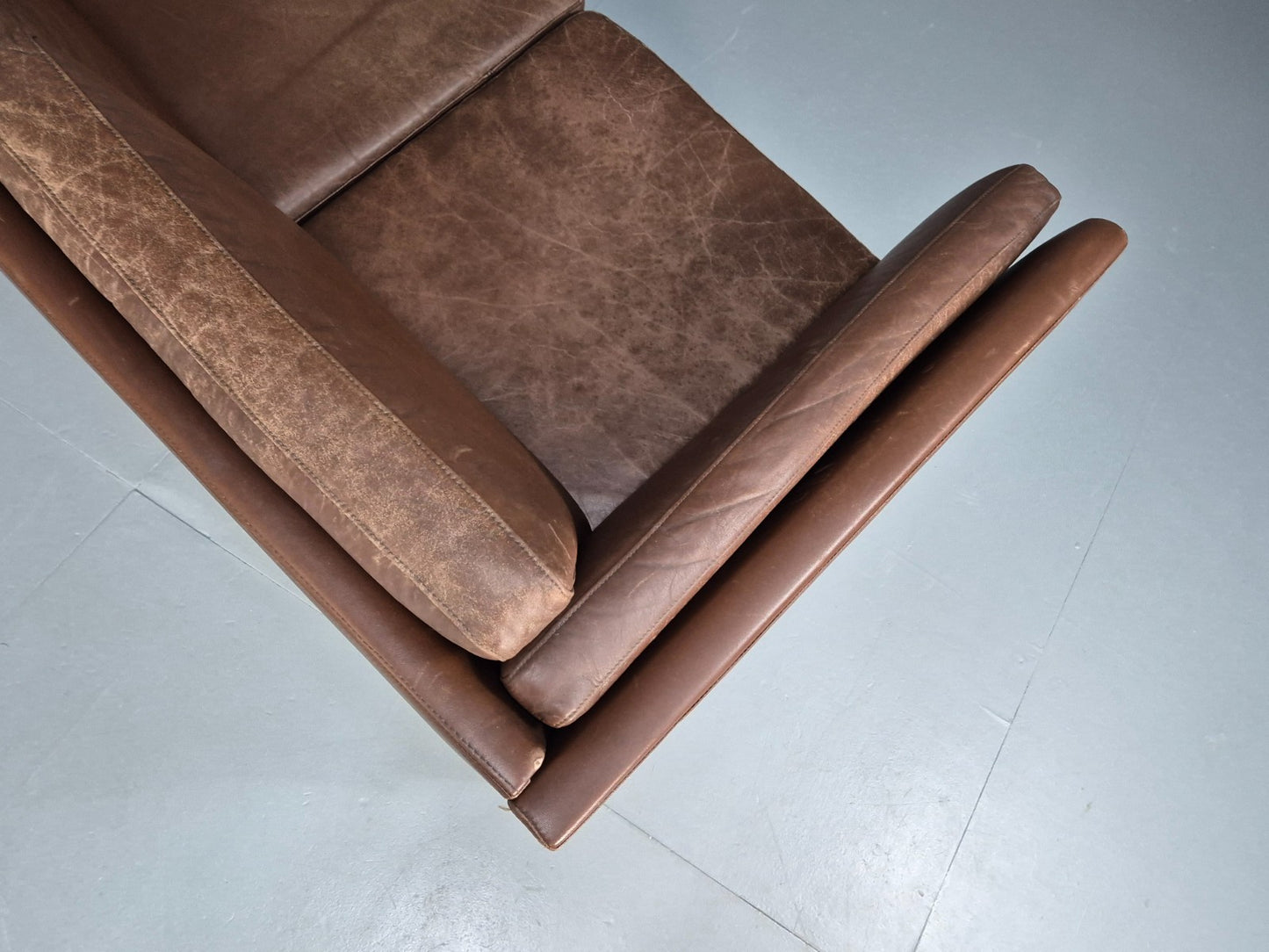 Vintage Danish Two Seater Sofa Brown Leather Mid Century Design 70s EB10070 M2SS16