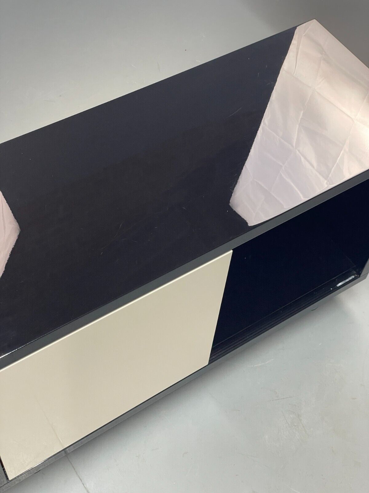 Modern Gloss Black Media Unit With Metal Legs Contemporary Storage EB8661 MWOO - UKDK FURNITURE