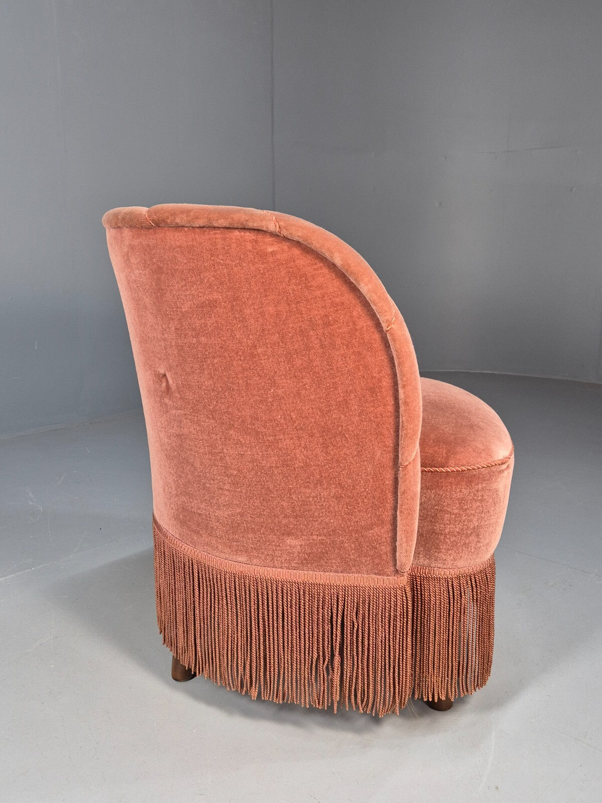 Vintage Pink Art Deco Tub Chair Danish 1930s Tassels EB9619 VCLO - UKDK FURNITURE