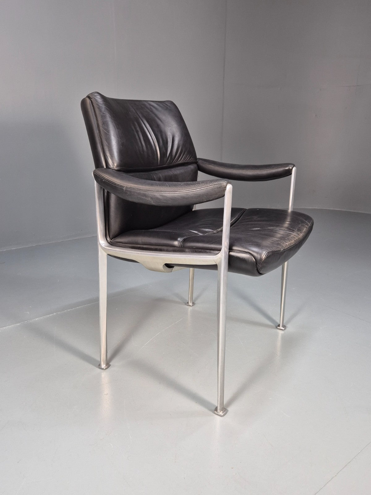 Roder Sohne Leather and Aluminium Boardroom Chair 1960s Retro MCM EB10645 MNOR5