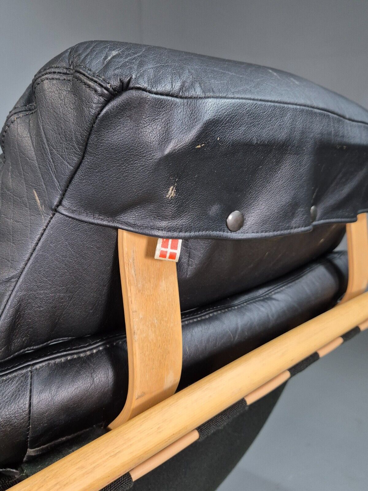 Vintage Danish Lounge Chair Black Leather Bentwood Skippers Retro EB7591 MBEN - UKDK FURNITURE