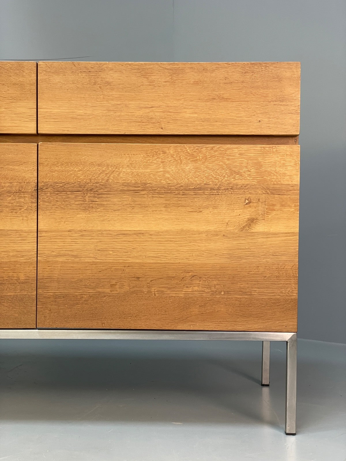 Modern Solid Oak Sideboard Ligna By Ethnicraft Steel Base EB9836 MWOO - UKDK FURNITURE