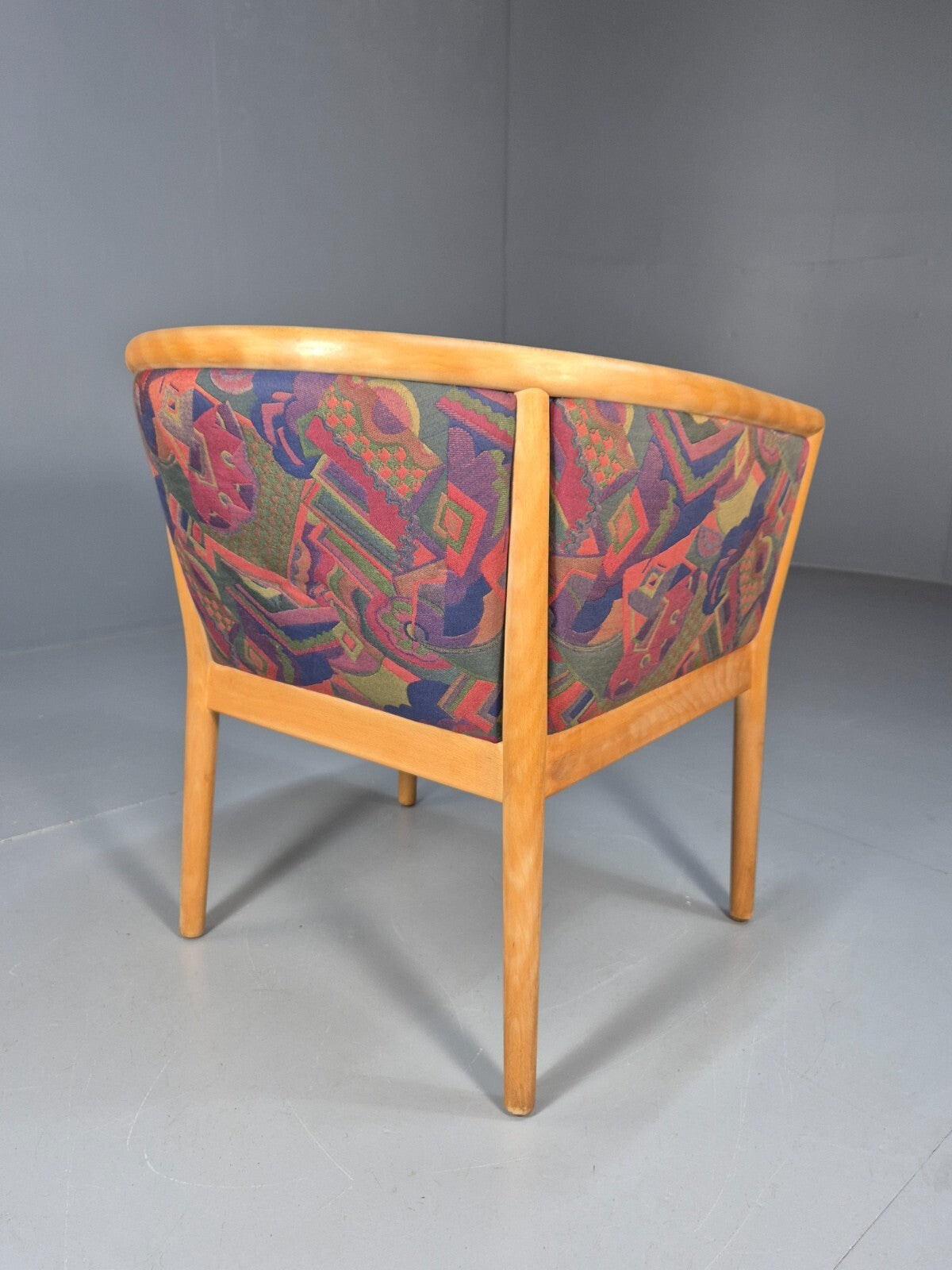 Vintage Danish Tub Chair 1980s Upholstery Beech Frame Retro MCM EB9289 MNOR - UKDK FURNITURE