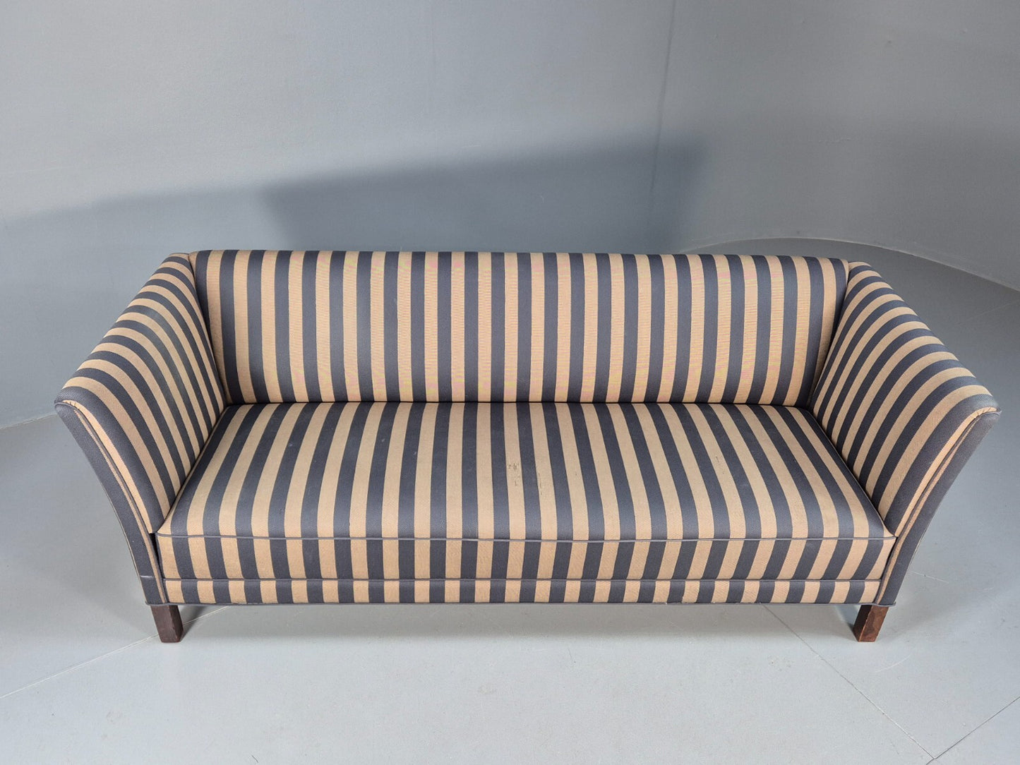 Vintage Danish 1950s Striped Sofa Mid Century Modern Shape Retro EB9559 M3SS - UKDK FURNITURE