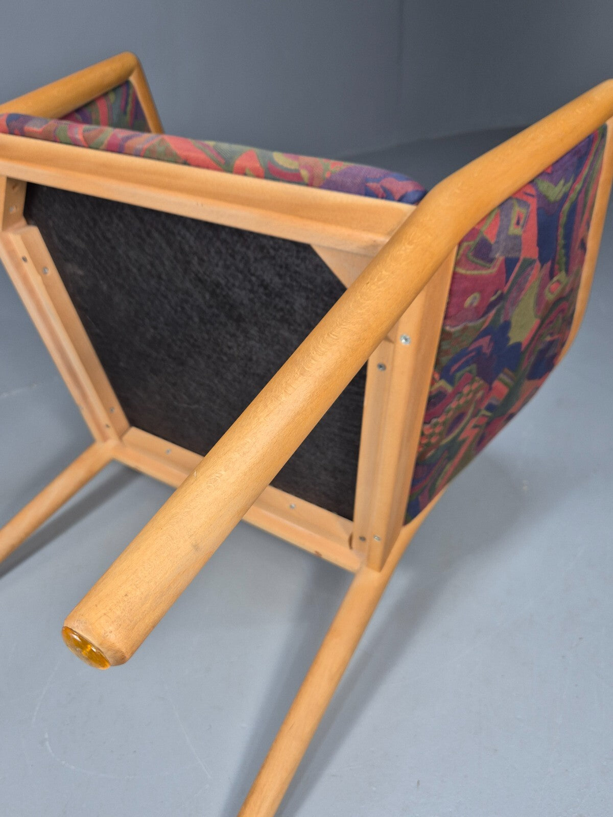 Vintage Danish Tub Chair 1980s Upholstery Beech Frame Retro MCM EB9289 MNOR - UKDK FURNITURE