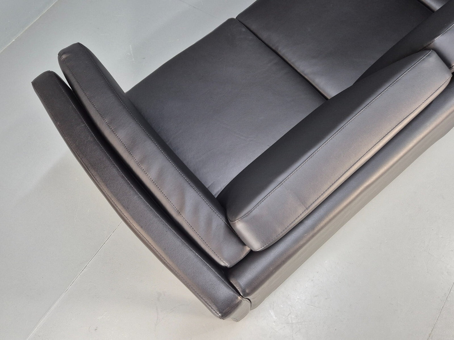 Vintage Danish Black Leather 3 Seat Sofa Retro MCM Style EB9062 M3SS - UKDK FURNITURE