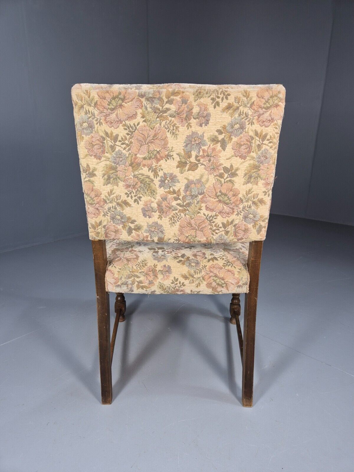 Vintage Danish Armchair Floral Cotton Oak Frame 17th Century Style EB8914 VCAR - UKDK FURNITURE