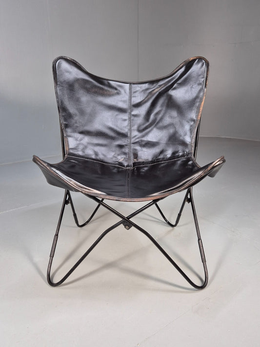 Vintage Black Leather Butterfly Chair 1970s Vintage Retro. EB9320 MNOR - UKDK FURNITURE