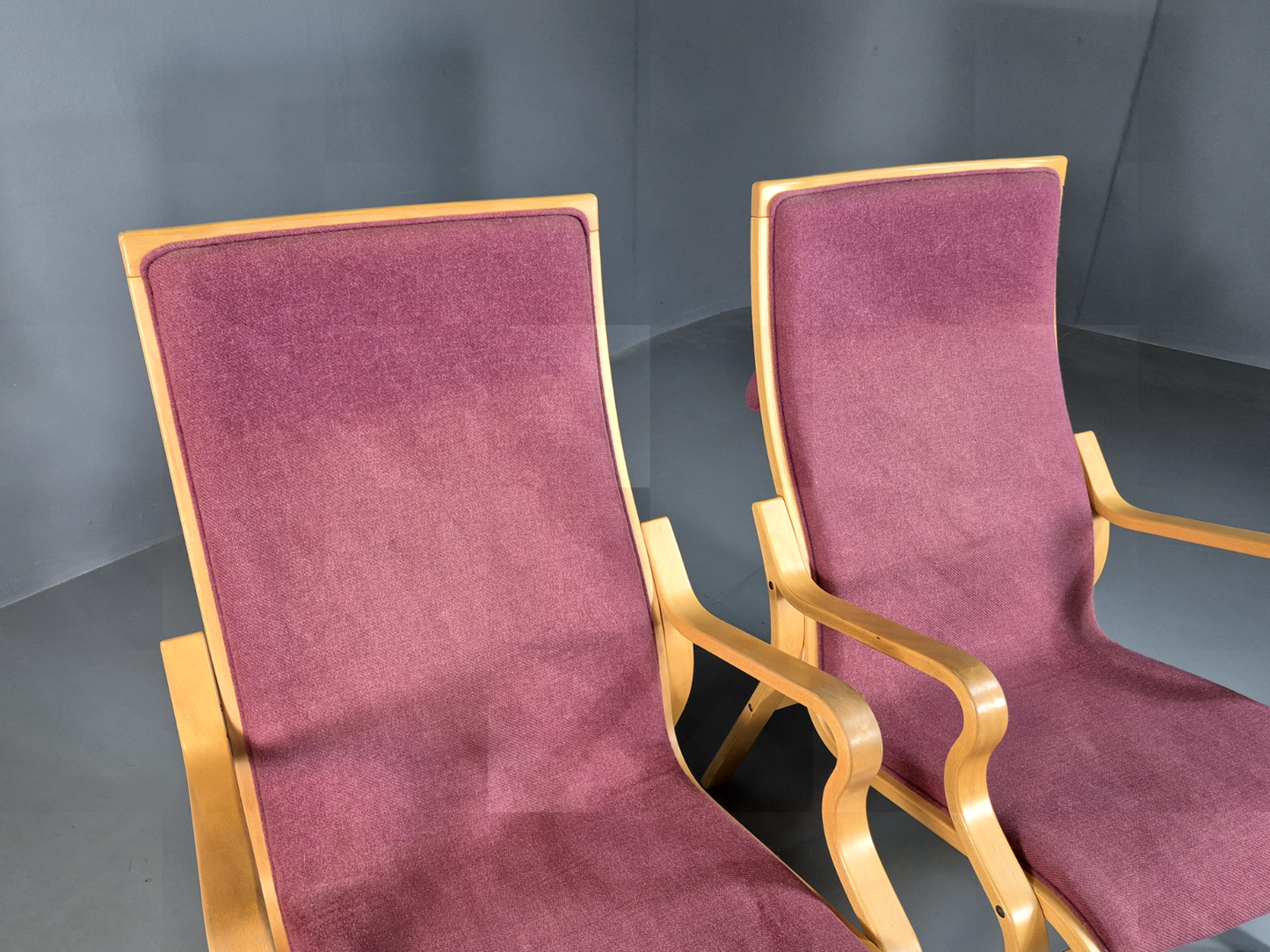 2 Vintage Danish Lounge Chairs Pink Bentwood Ostergaard Retro MCM EB7220 MBEN - UKDK FURNITURE