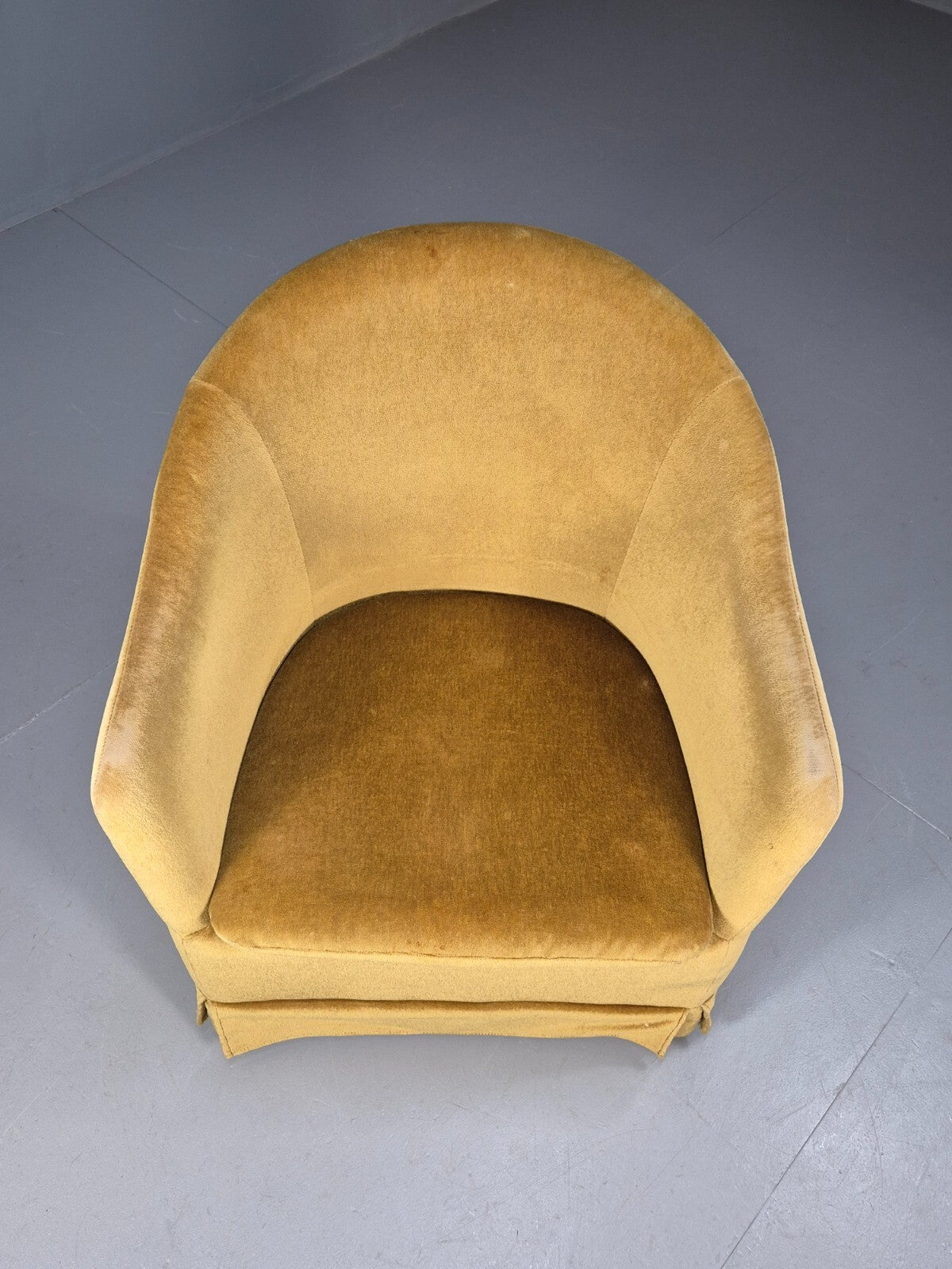 Vintage Danish Gold Velour Tub Chair Deco Stylings Skirted 1980s EB9007 VCLO - UKDK FURNITURE
