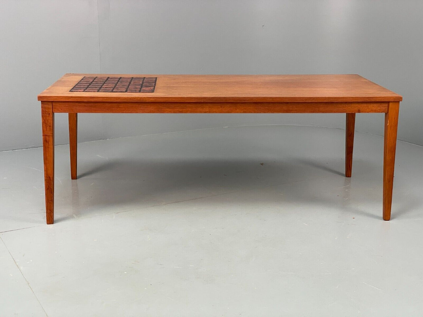 Vintage Danish Teak and Tile Top Coffee Table 1970s Retro Orange EB6890 MWOO - UKDK FURNITURE