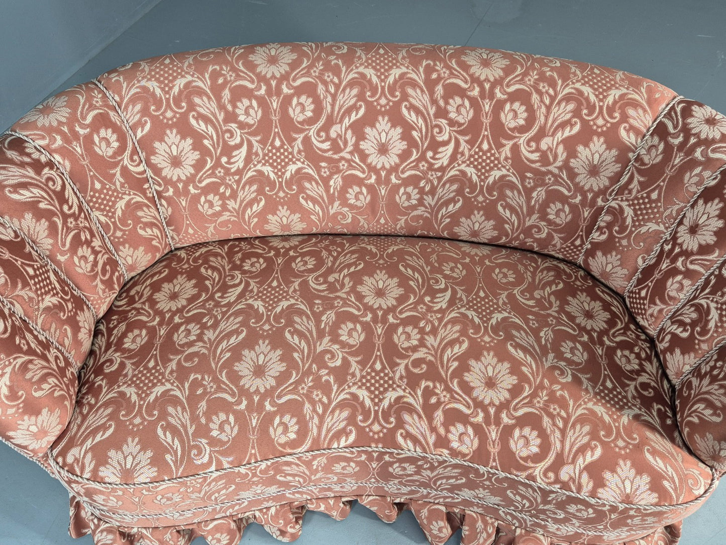 Vintage Danish Banana Sofa 1930s Art Deco Floral Pink Upholstery EB11410 V2SS16