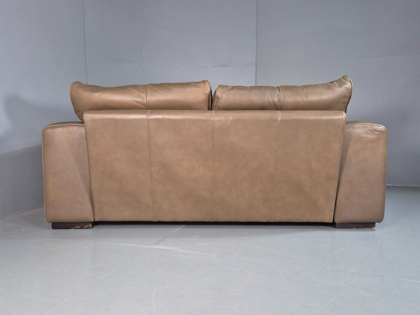 Vintage 2 Seat Sofa Taupe Leather Italian Modern Style EB8163 M2SS - UKDK FURNITURE
