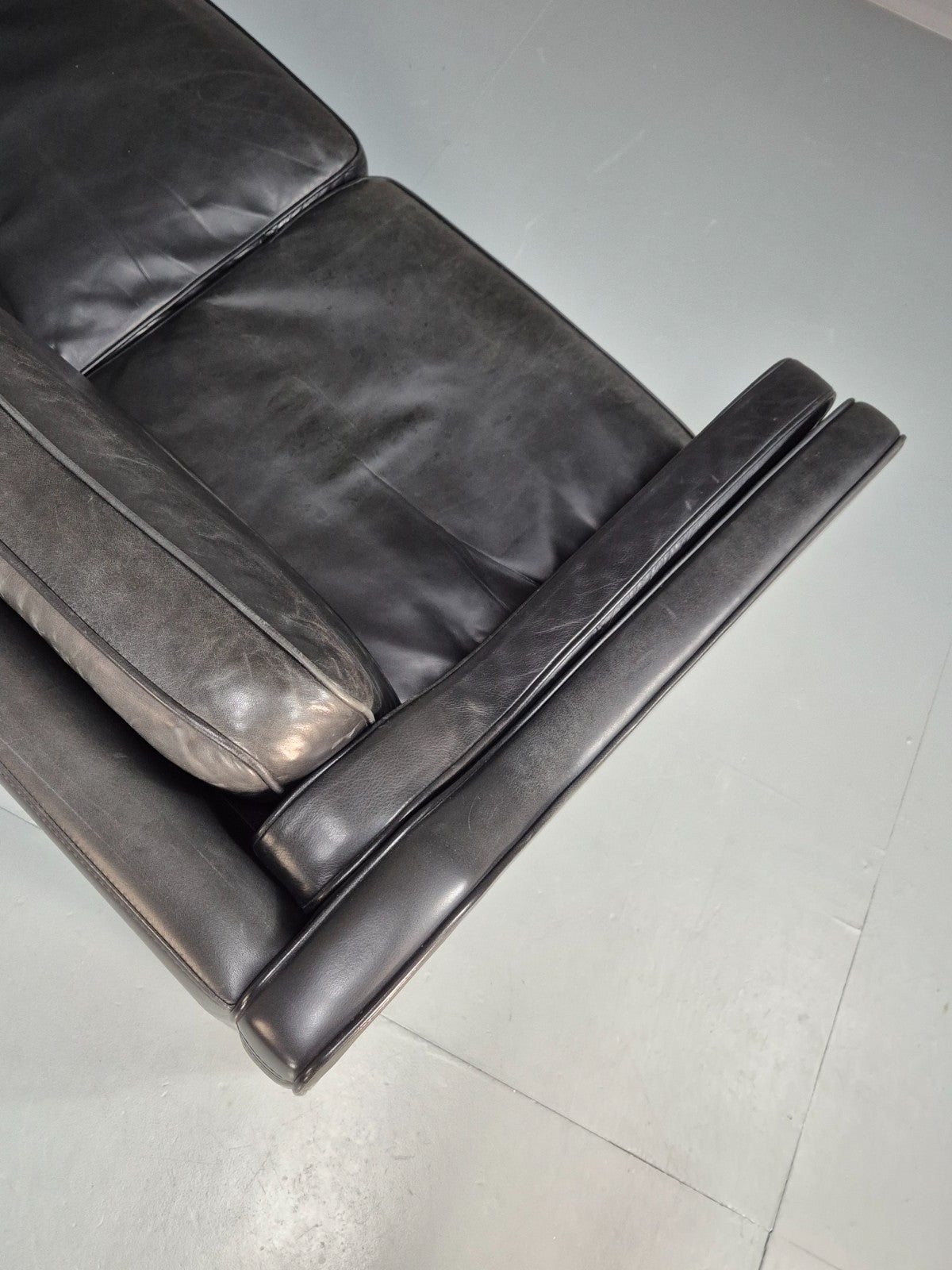 Vintage Stouby Eva Two Seater Sofa Black Leather Mogensen 1980 EB10111 M2SS13