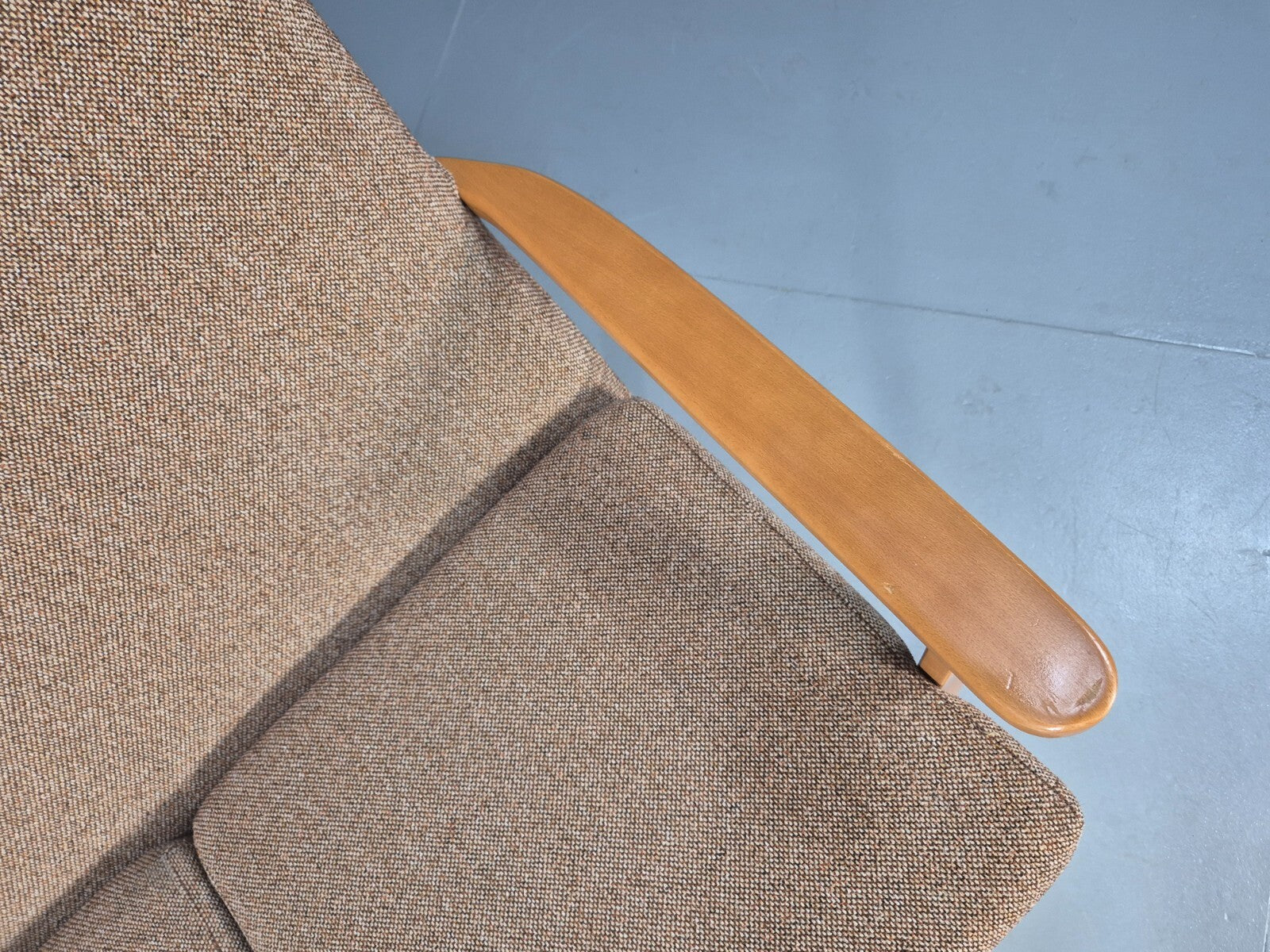 Vintage 2 Seater Sofa Beige Fabric Beech Frame Danish Design EB9490 M2SS - UKDK FURNITURE