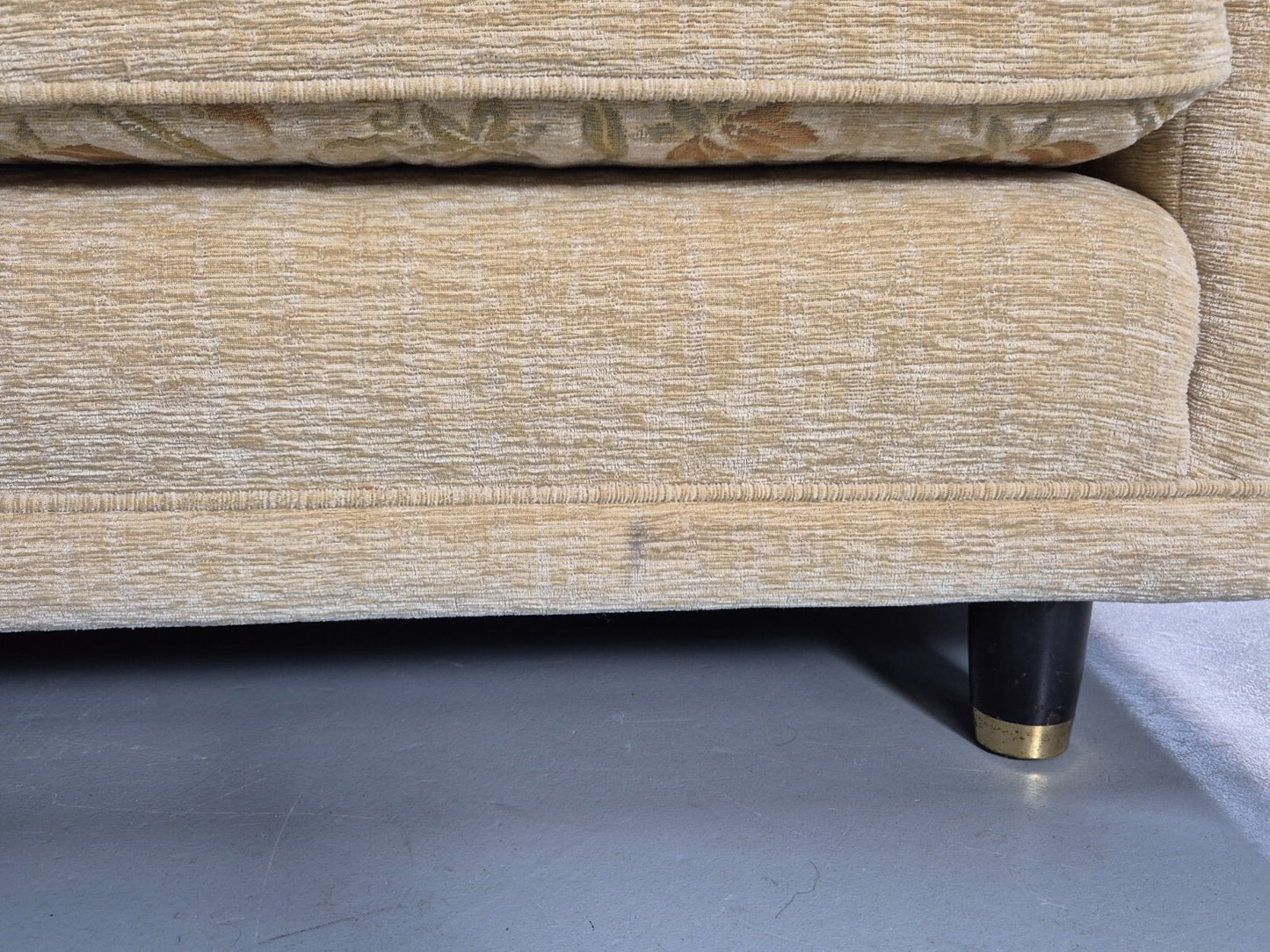 Vintage 1960s Sofa Cream Floral Upholstery 3 Seat Quality Retro EB9680 M3SS - UKDK FURNITURE