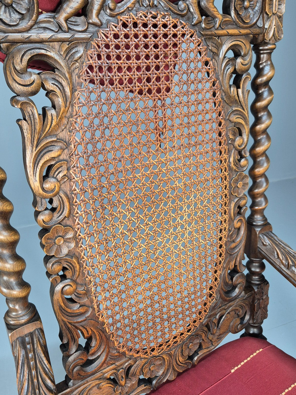 Vintage Danish Baroque Style Elbow Chair Barley Twist Bergere 20th C EB9035 VCAR - UKDK FURNITURE