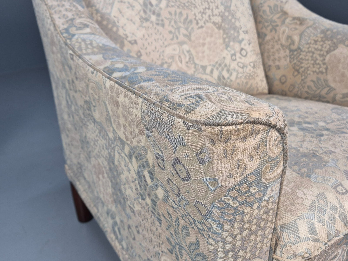 Vintage Danish Lounge Chair with Ottoman Floral Cotton 1980s Retro EB9594 MNOR - UKDK FURNITURE