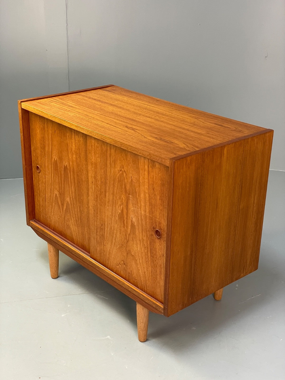 Vintage Danish Teak Cabinet 1970s Retro Sliding Doors Shelf EB9835 MWOO - UKDK FURNITURE