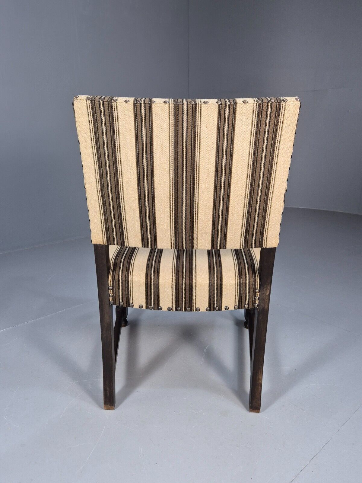 Vintage Danish Baroque Style Elbow Chair Striped Wool Upholstery EB9383 VCAR - UKDK FURNITURE