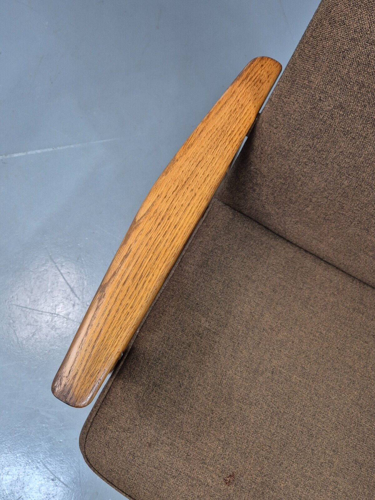 Vintage Danish Elbow Chair Green Wool Oak Hong Kirkegaard Retro MCM EB8271 MDIN - UKDK FURNITURE