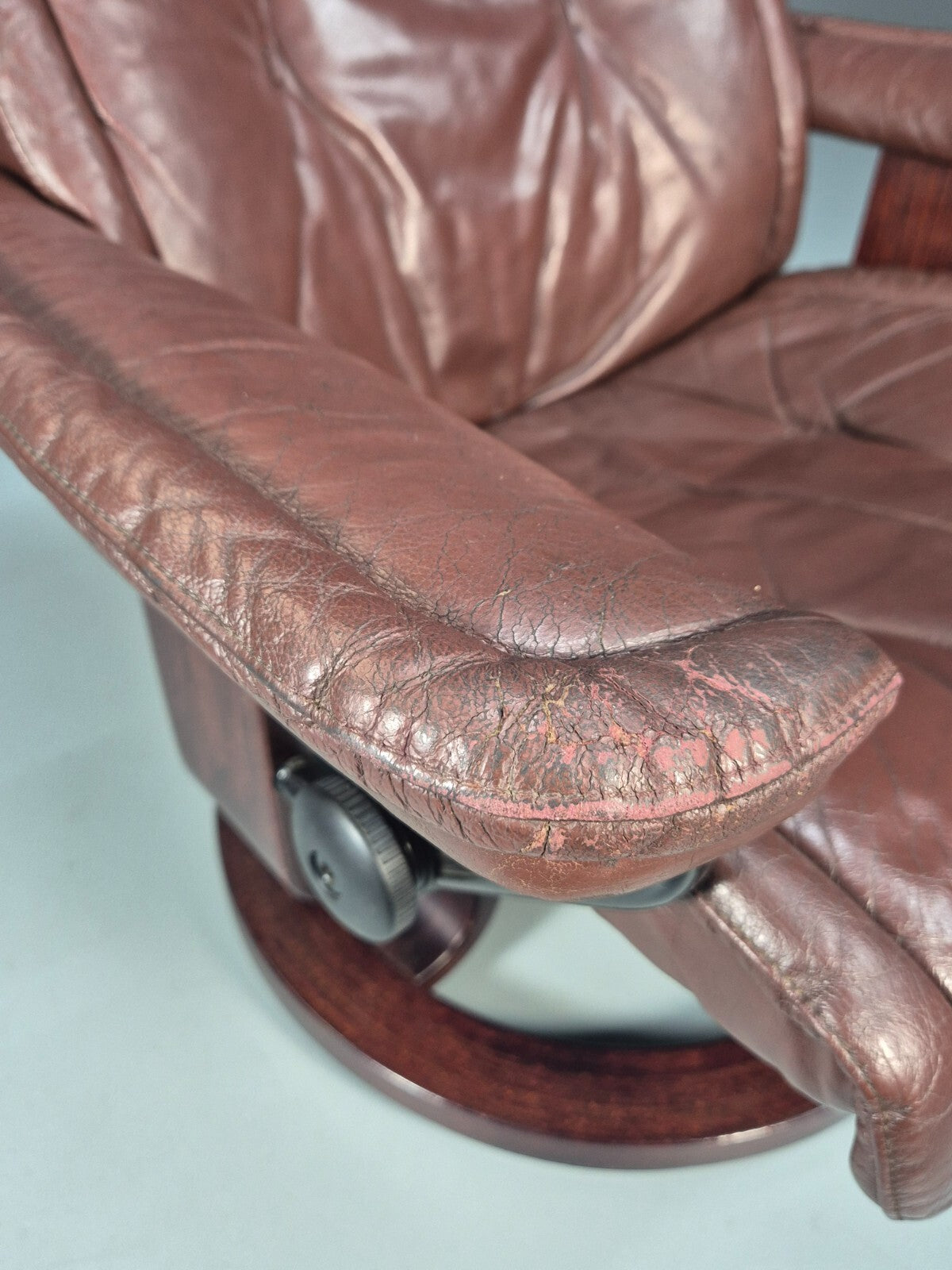 Brown Leather Ekorness Stressless Swivel Reclining Chair Vintage EB9279 MSWI - UKDK FURNITURE