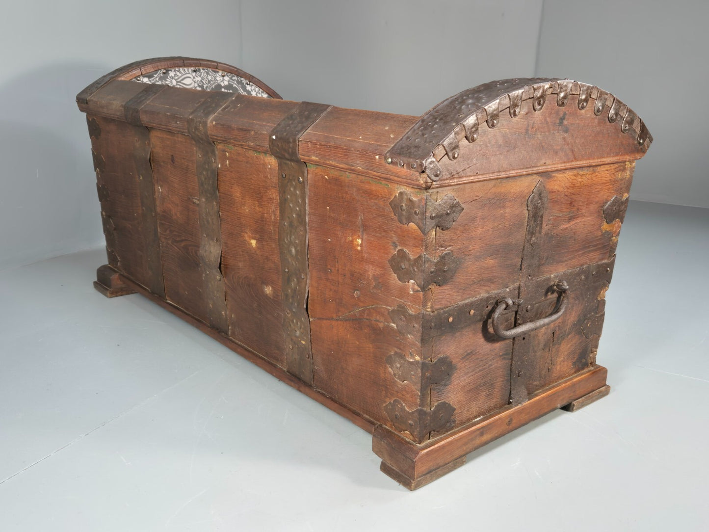 Antique Danish Oak Chest Two Seater Sofa Striped Stamped 19th Cent EB9602 V2SS - UKDK FURNITURE