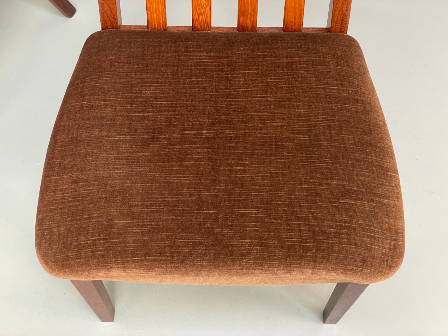 Vintage G Plan Fresco Teak Dining Chairs Six Brown Velour Retro EB9780 MDIN - UKDK FURNITURE