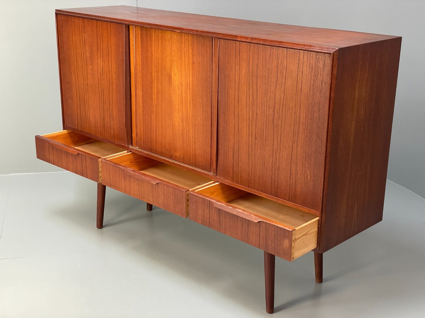 Vintage 1950s Danish Teak Highboard With Shelving Drawers EB8802 MWOO - UKDK FURNITURE