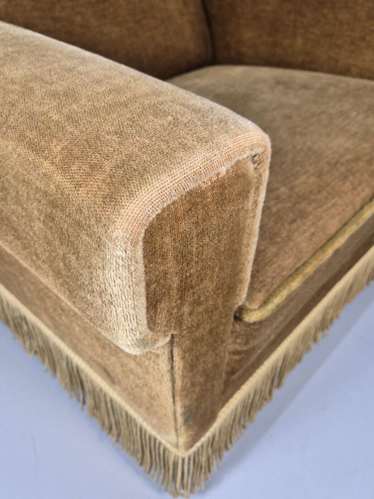 Vintage Danish Mid Century Lounge Chair Green Velour and Tassels MCM EB9041 MNOR - UKDK FURNITURE