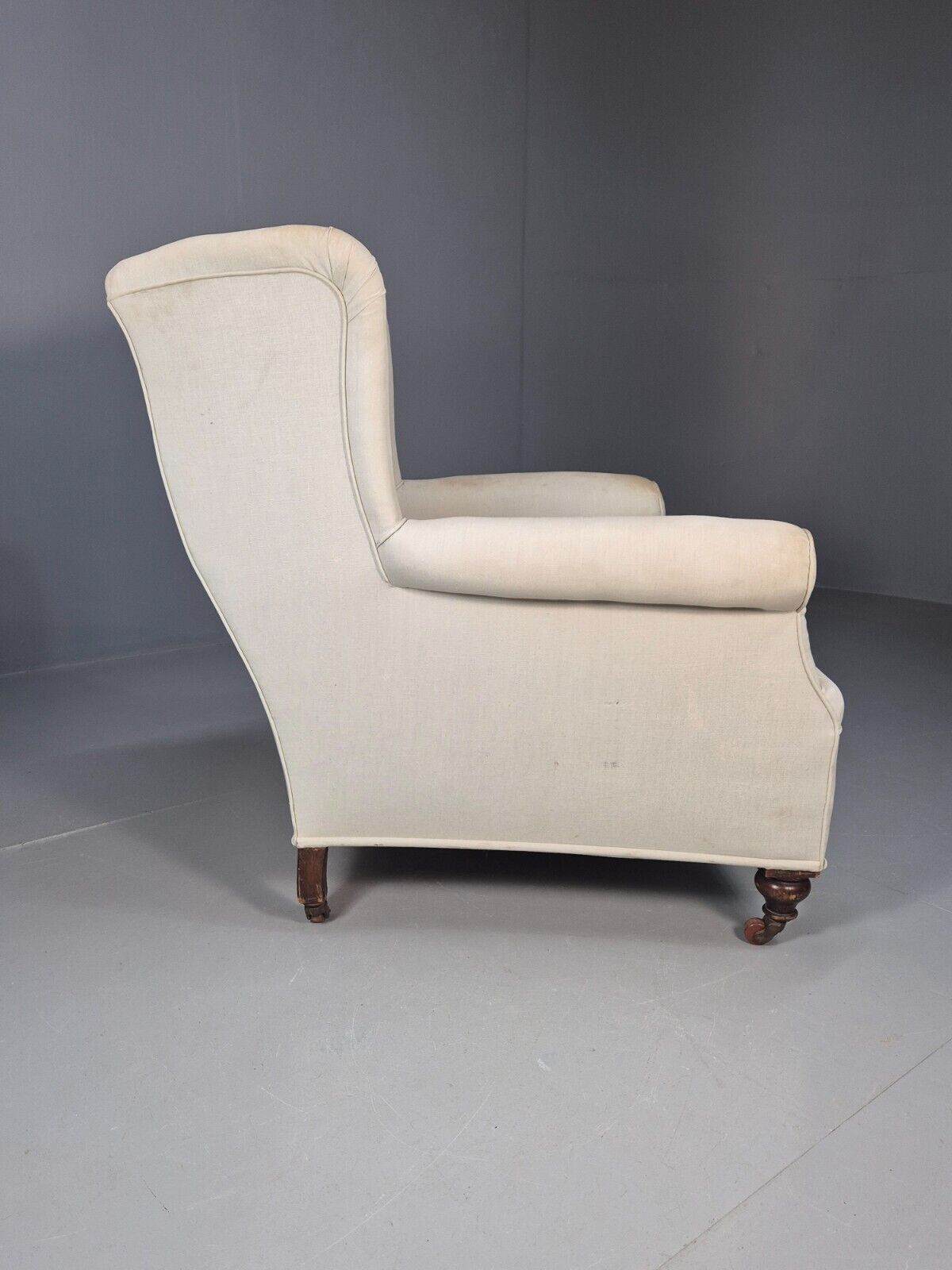 Vintage Wingback Lounge Chair Calico Antique Upholstery Project EB8735 VCLO - UKDK FURNITURE
