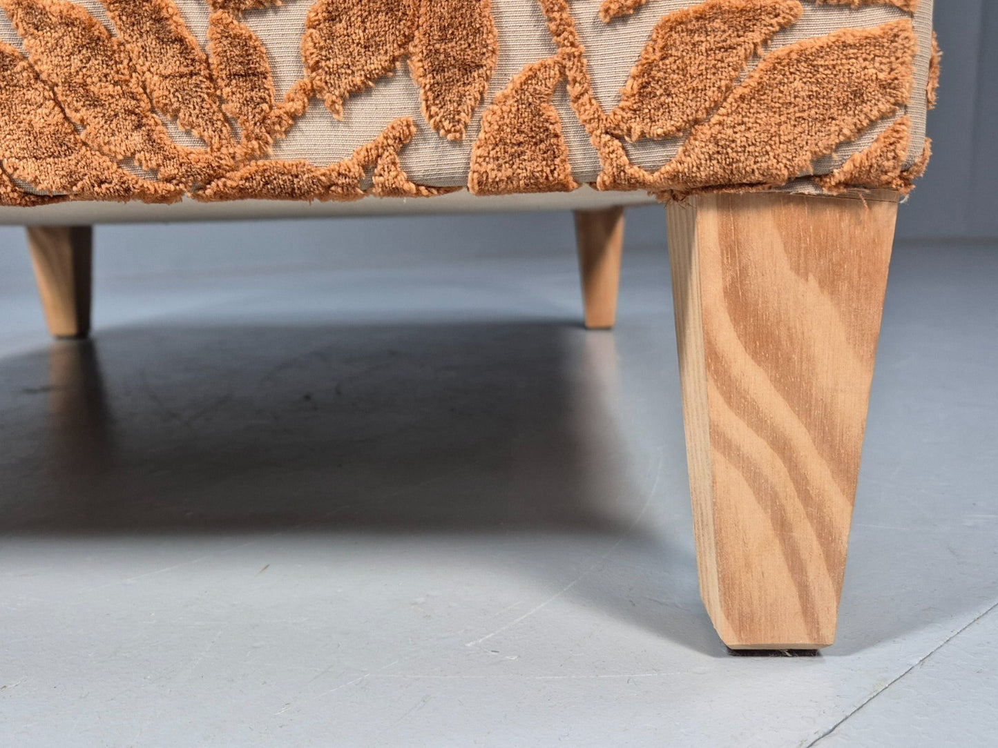 Vintage Footstool Pouffe Amber Floral Moquette Modern EB9477 MFOO - UKDK FURNITURE