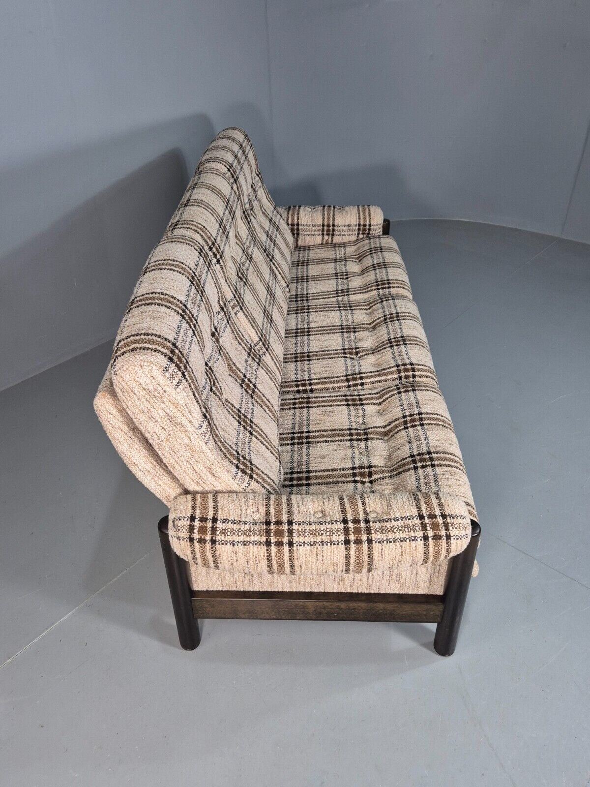 Vintage Danish 3 Seat Sofa Cream and Brown 1970s Retro MCM EB8320 M3SS - UKDK FURNITURE