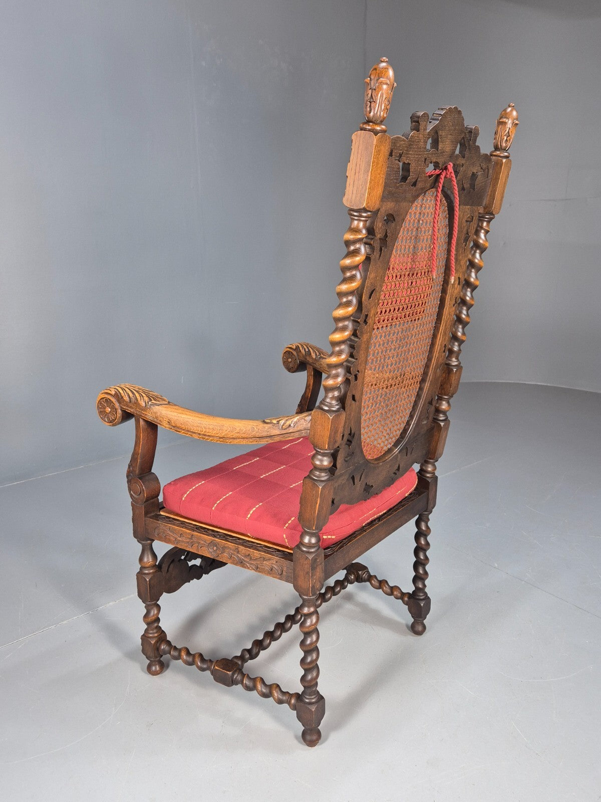 Vintage Danish Baroque Style Elbow Chair Barley Twist Bergere 20th C EB9035 VCAR - UKDK FURNITURE