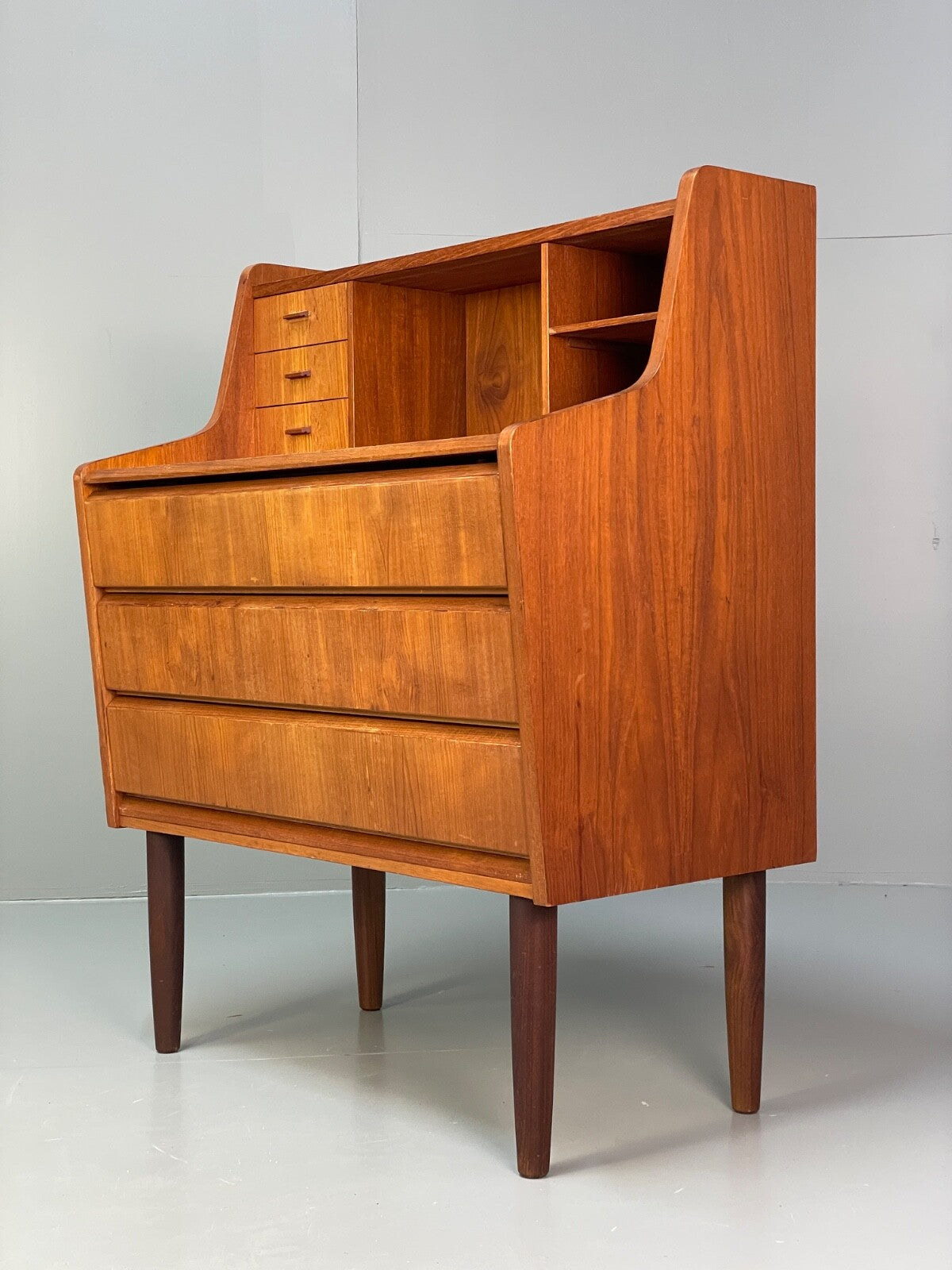 Vintage Teak Writing Desk Danish Mid Century Drawers Bureau EB8809 MWOO - UKDK FURNITURE