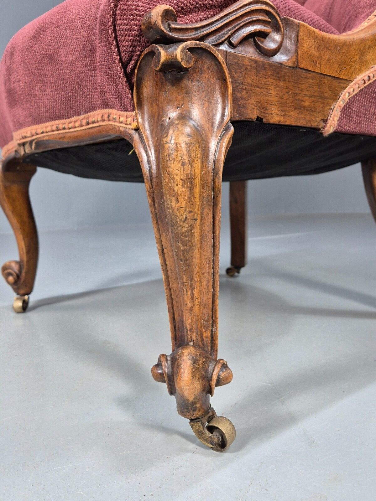 Vintage Nursing Chair Pink Cotton Fruitwood Frame 1800s Antique EB8454 VCLO - UKDK FURNITURE