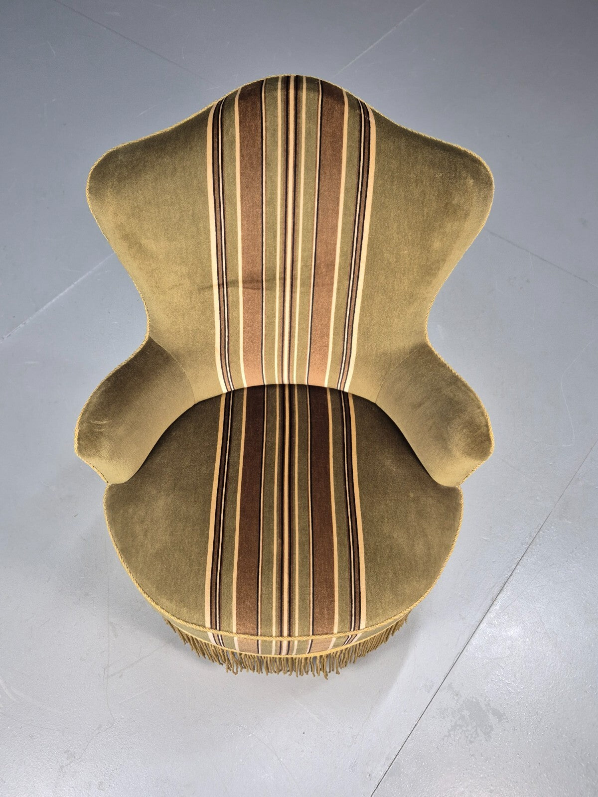 Vintage Danish Cocktail or Bedroom Chair Tassels and Stripes 1950s EB9604 VCLO - UKDK FURNITURE