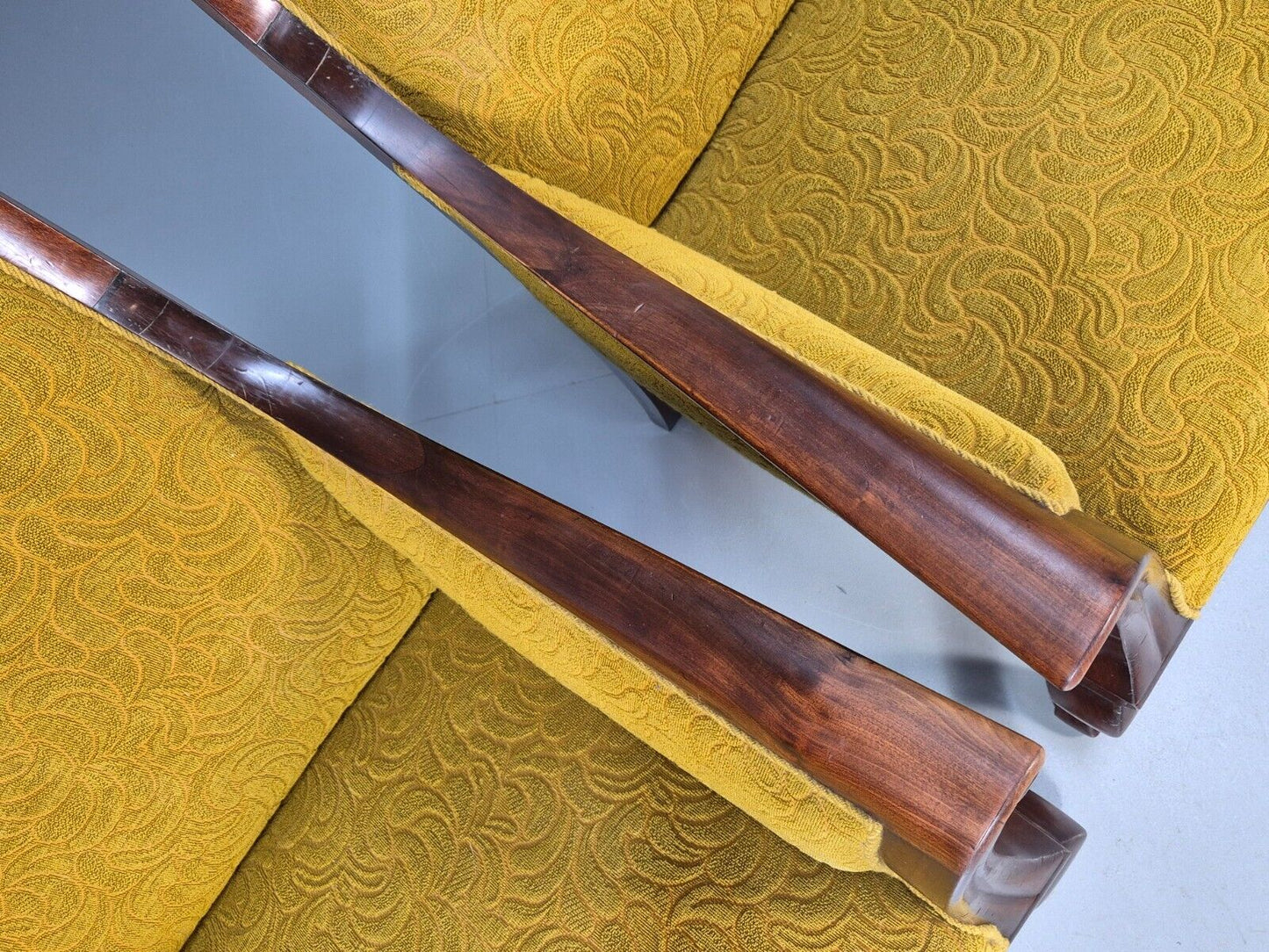 2 Danish Antique Chairs French Empire Style 1920s Mahogany Mustard EB9042 VCLO - UKDK FURNITURE