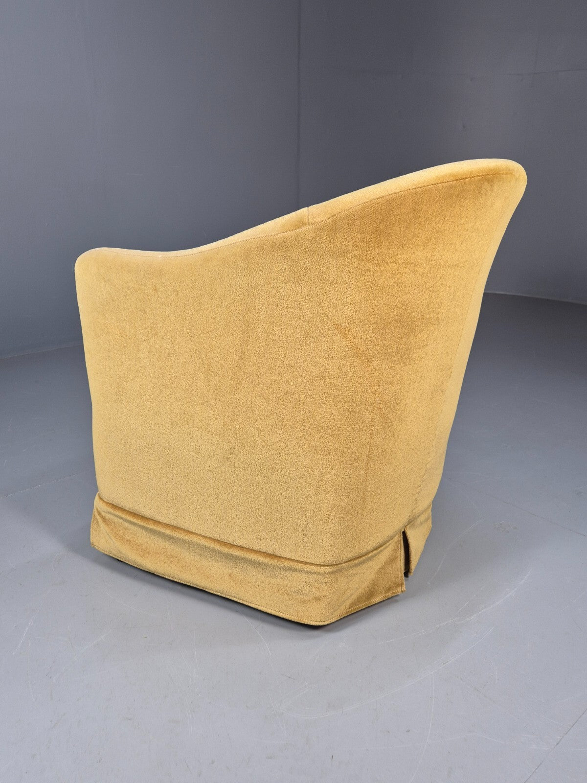 Vintage Danish Gold Velour Tub Chair Deco Stylings Skirted 1980s EB9007 VCLO - UKDK FURNITURE