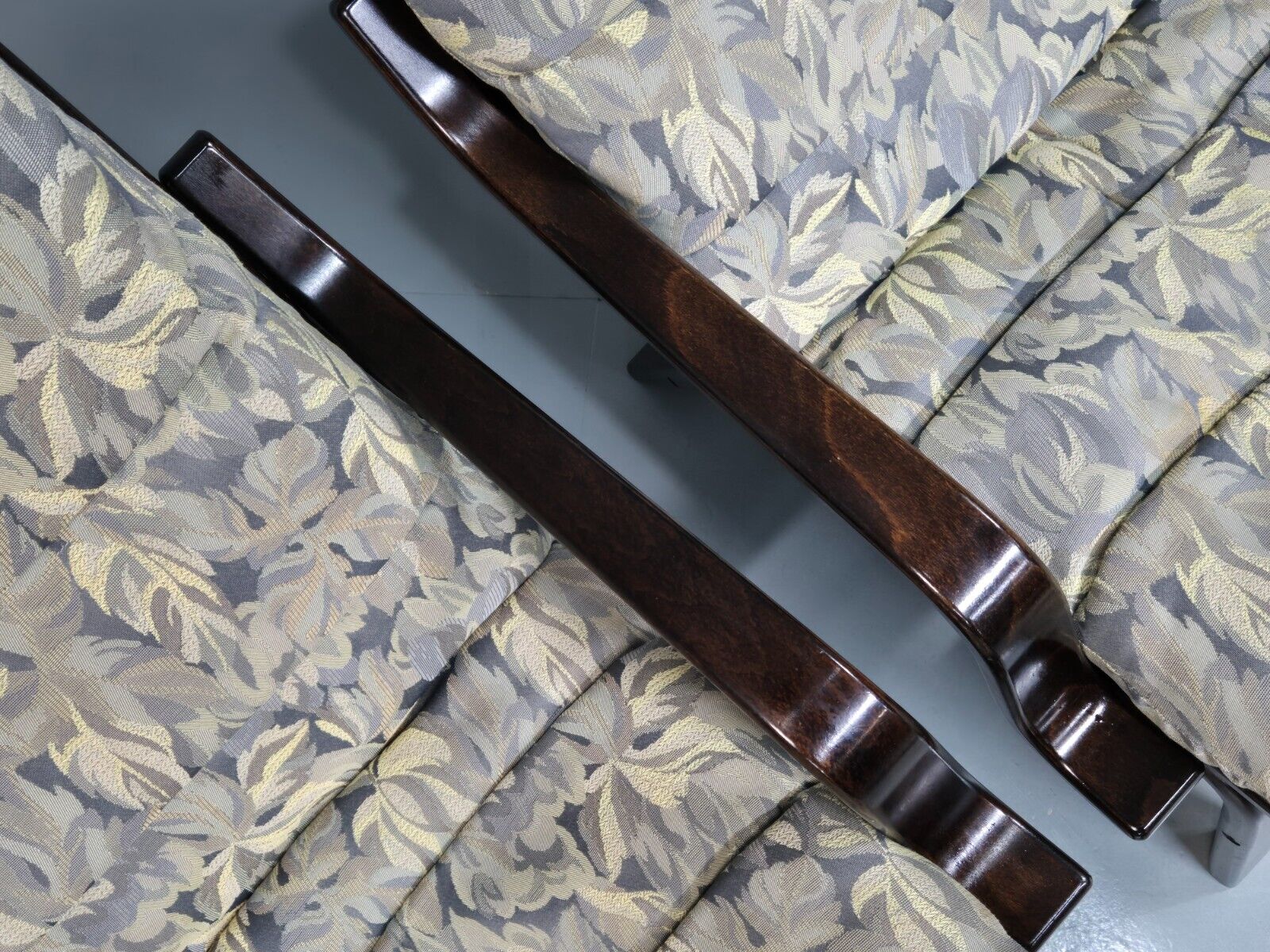 2 Vintage Danish Lounge Chairs Blue Floral Bentwood Retro 1980s MCM EB8337 MBEN - UKDK FURNITURE