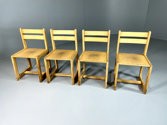 4 Vintage Danish School Chairs, Small Size, Retro, MCM, EB6003 MDIN - UKDK FURNITURE