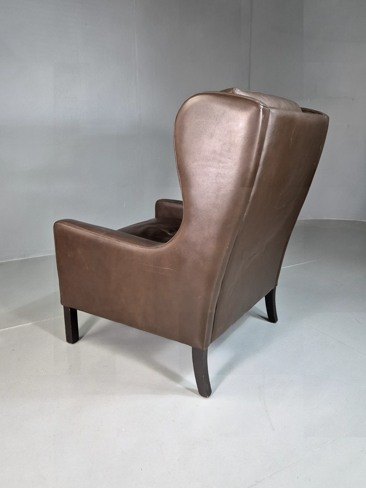 Vintage Danish Wingback Lounge Chair Brown Leather Mogensen Retro EB7211 MNOR - UKDK FURNITURE