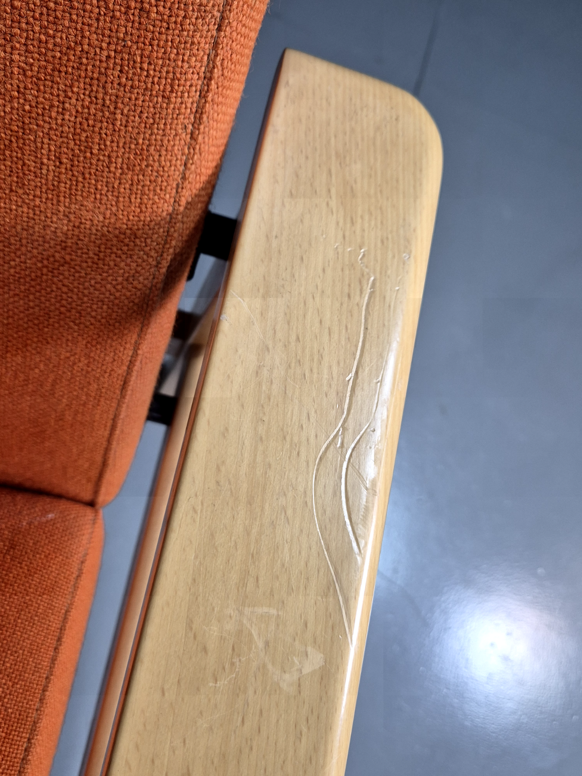 Vintage Danish Elbow Chair Orange Wool Beech Frame 1980s Retro EB7344 MNOR - UKDK FURNITURE