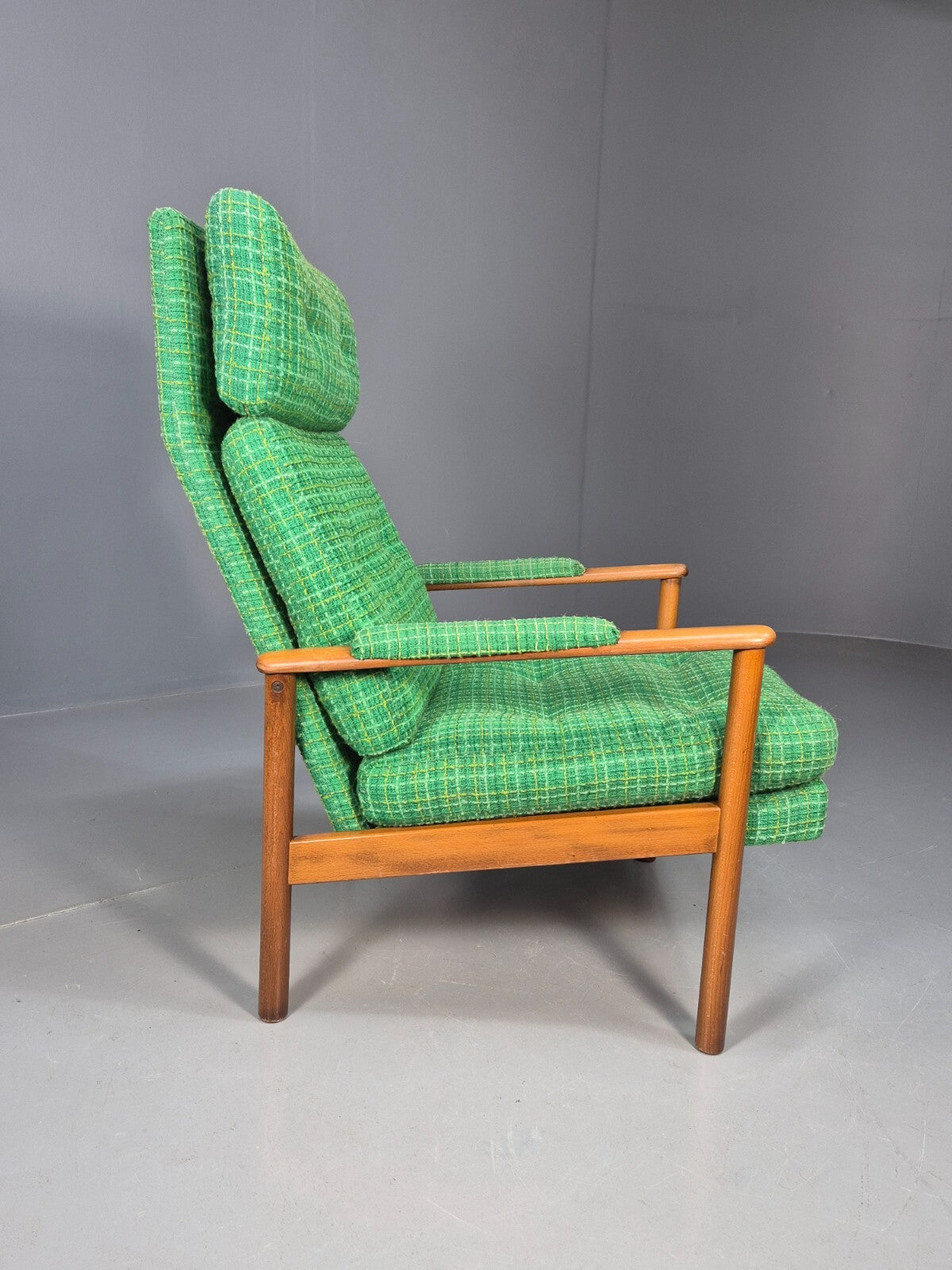 Vintage Danish Lounge Chair Green Wool Beech Frame Retro 1960s MCM EB8502 MNOR - UKDK FURNITURE