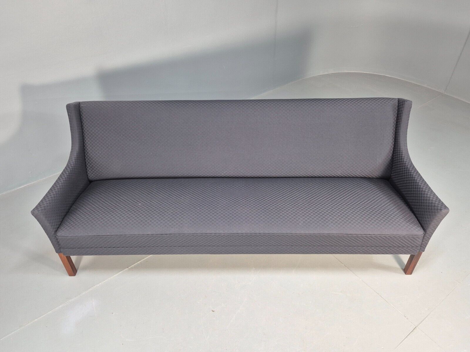 Vintage Danish 3 Seat Sofa Blue Check Cotton Mogensen MCM 1960s EB8589 M3SS - UKDK FURNITURE